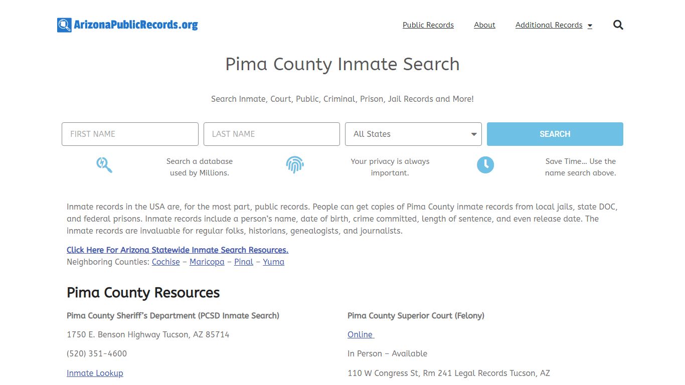 Pima County Inmate Search - Current & Past PCSD AZ Jail Records